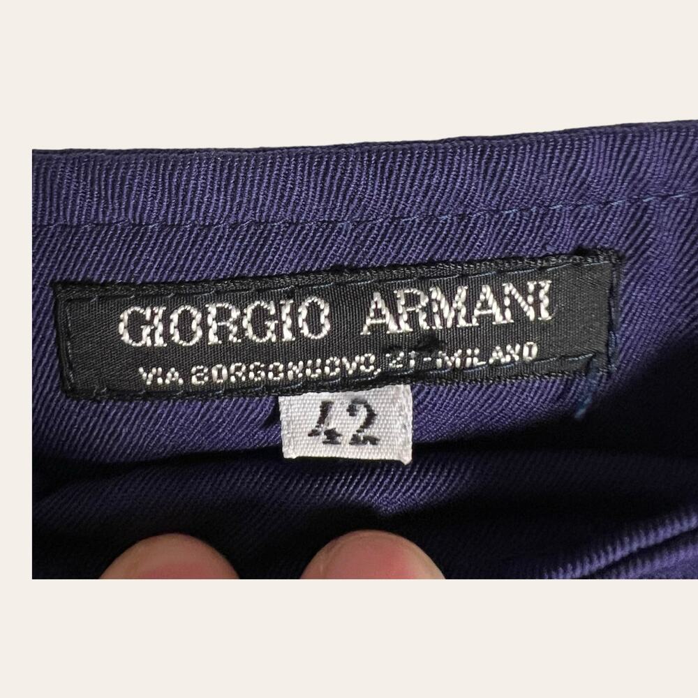 Giorgio Armani Solid Navy Purple Blue Straight Pencil Wrap Skirt Size 6 - Picture 2 of 11